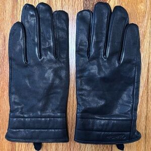 Calvin Klein Men’s Leather Gloves Touchscreen Small Black Winter Outdoor Warm
